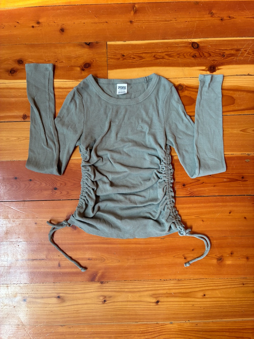 PINK Victoria's Secret Sage Ruched Long-Sleeve Top